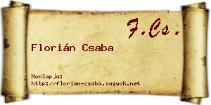 Florián Csaba névjegykártya